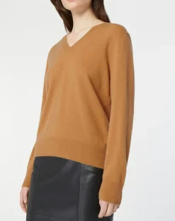 Pull 100% Cachemire Col V Zocon camel-Galeries Lafayette New