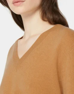 Pull 100% Cachemire Col V Zocon camel-Galeries Lafayette New