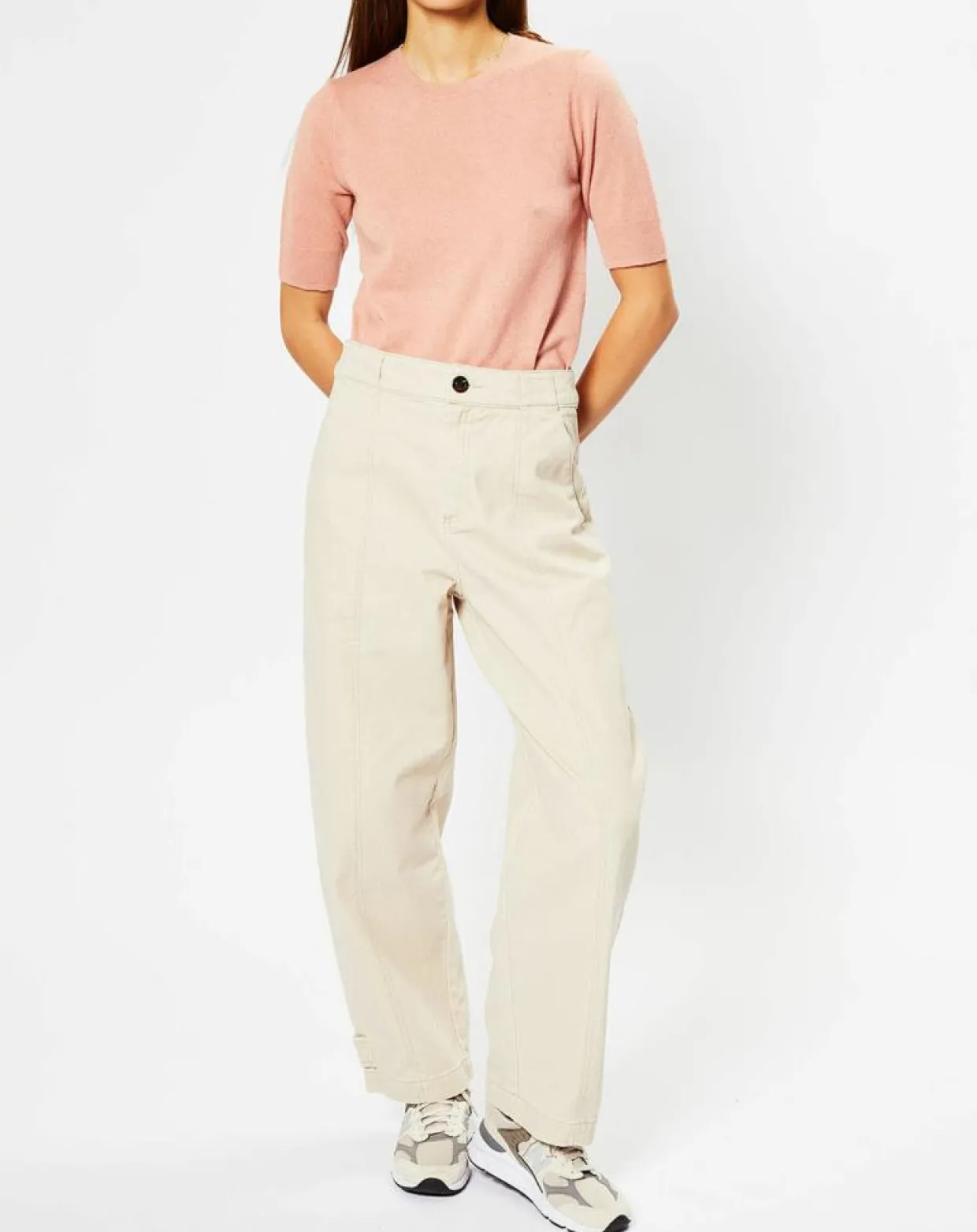 Pull 100% Cachemire Difi col rond rose-Galeries Lafayette Sale
