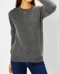 Femme Galeries Lafayette Pulls^Pull 100% Cachemire Fabri col rond gris foncé