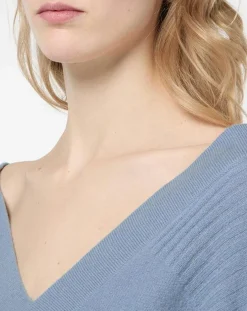 Femme Galeries Lafayette Pulls^Pull 100% Cachemire Frani col V bleu lavande