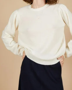 Pull 100% Cachemire Ines col rond tressé écru-Cashmere Tribu Hot