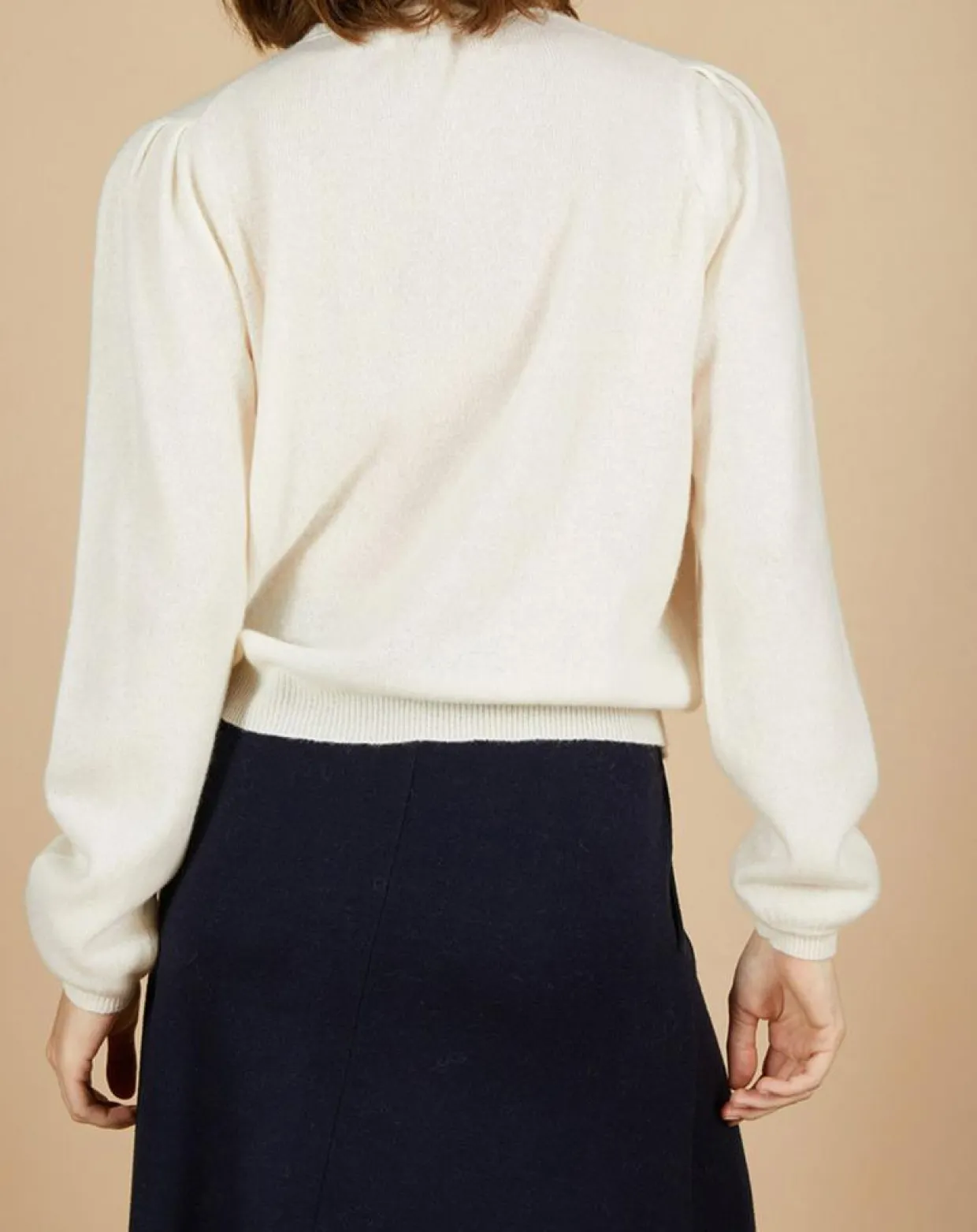 Pull 100% Cachemire Ines col rond tressé écru-Cashmere Tribu Hot