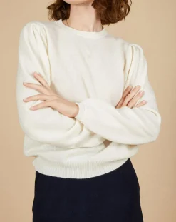 Pull 100% Cachemire Ines col rond tressé écru-Cashmere Tribu Hot