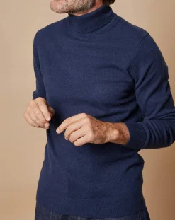 Pull 100% Cachemire Jim col roulé bleu marine-Oscar et Louise Sale