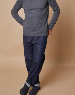 Homme Oscar et Louise Pulls^Pull 100% Cachemire Jim col roulé gris foncé