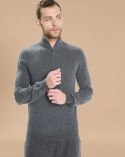 Pull 100% Cachemire Jules col camionneur gris foncé-Oscar et Louise Clearance