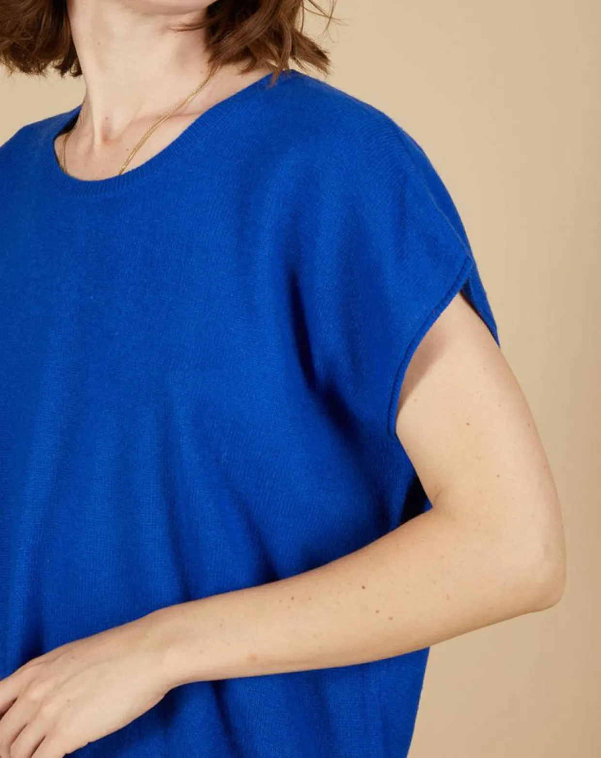 Femme Cashmere Tribu Pulls^Pull 100% Cachemire Laurène manches courtes bleu électrique