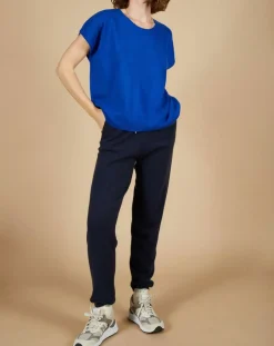 Femme Cashmere Tribu Pulls^Pull 100% Cachemire Laurène manches courtes bleu électrique