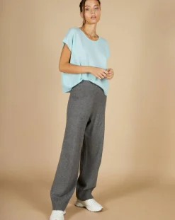 Pull 100% Cachemire Laurène manches courtes bleu océan-Cashmere Tribu Hot
