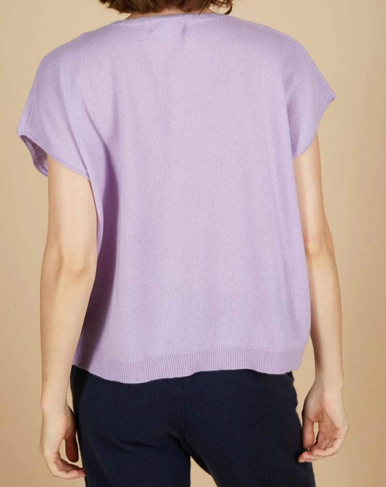 Femme Cashmere Tribu Pulls^Pull 100% Cachemire Laurène manches courtes lavande