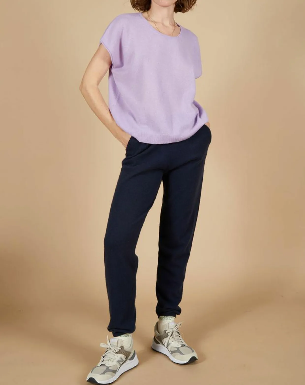 Femme Cashmere Tribu Pulls^Pull 100% Cachemire Laurène manches courtes lavande