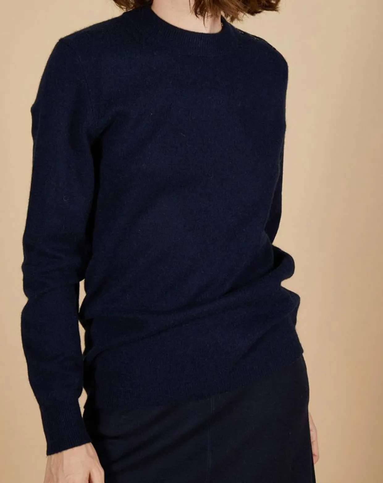 Femme Cashmere Tribu Pulls^Pull 100% Cachemire Louizon col rond 3 boutons épaule bleu nuit