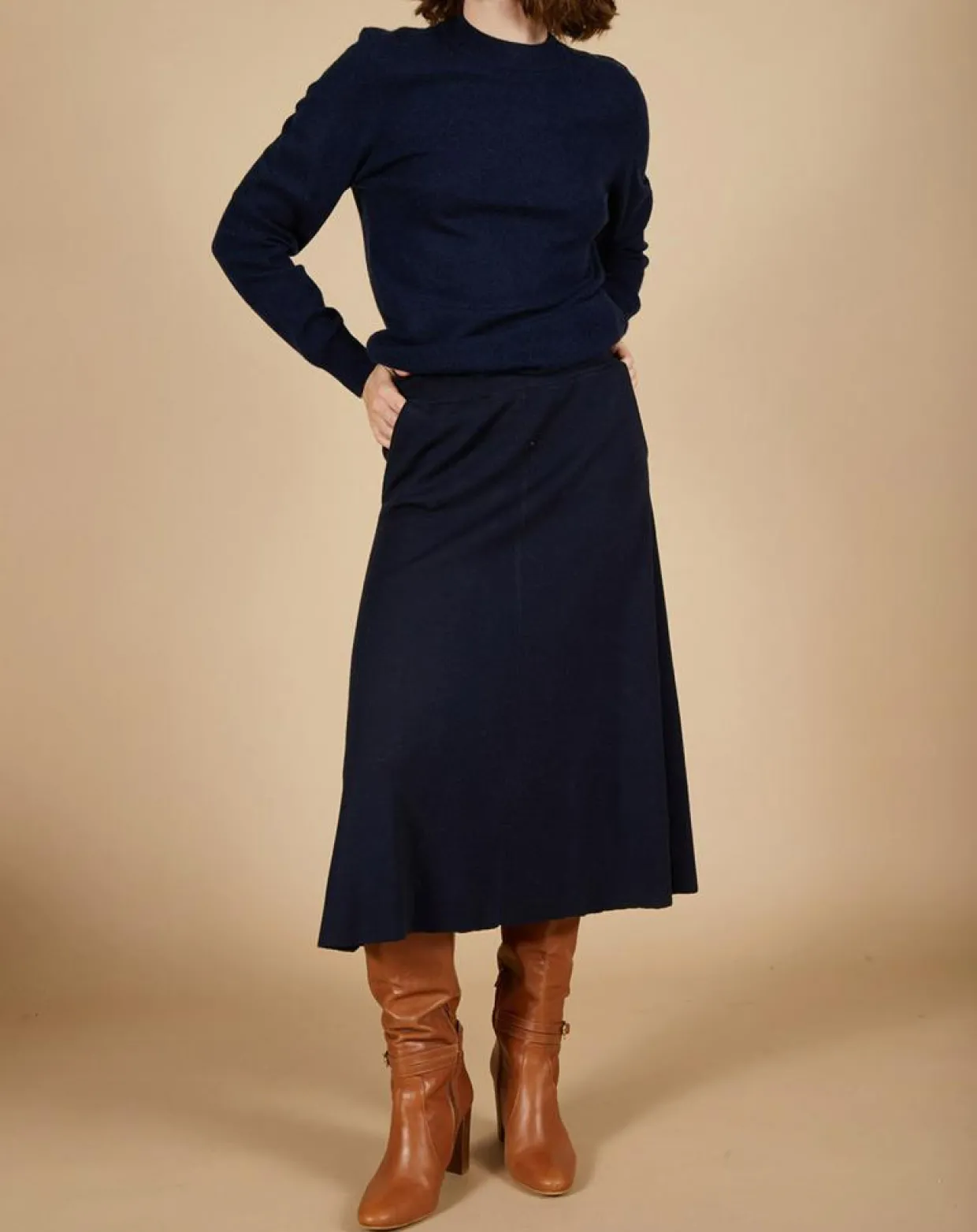 Femme Cashmere Tribu Pulls^Pull 100% Cachemire Louizon col rond 3 boutons épaule bleu nuit