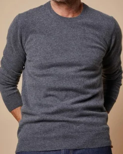 Homme Oscar et Louise Pulls^Pull 100% Cachemire Lucas col rond gris foncé