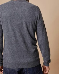 Homme Oscar et Louise Pulls^Pull 100% Cachemire Lucas col rond gris foncé