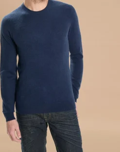 Homme Oscar et Louise Pulls^Pull 100% Cachemire Lucas col rond bleu marine