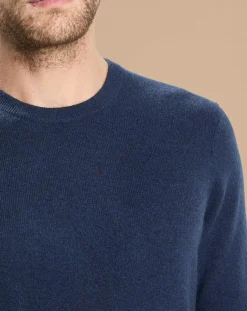 Homme Oscar et Louise Pulls^Pull 100% Cachemire Lucas col rond bleu marine