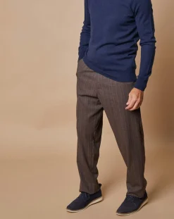 Homme Oscar et Louise Pulls^Pull 100% Cachemire Lucien col V bleu marine