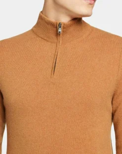 Homme Galeries Lafayette Pulls^Pull 100% Cachemire Machcam col zippé camel