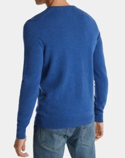 Homme Galeries Lafayette Pulls^Pull 100% Cachemire Machron col rond bleu