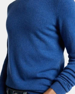 Homme Galeries Lafayette Pulls^Pull 100% Cachemire Machron col rond bleu