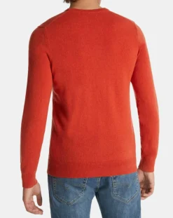 Homme Galeries Lafayette Pulls^Pull 100% Cachemire Machve col V orange