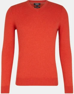 Homme Galeries Lafayette Pulls^Pull 100% Cachemire Machve col V orange