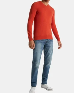 Homme Galeries Lafayette Pulls^Pull 100% Cachemire Machve col V orange