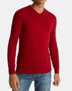 Homme Galeries Lafayette Pulls^Pull 100% Cachemire Machve col V rouge