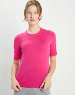 Femme Galeries Lafayette Pulls^Pull 100% Cachemire manches courtes Difi rose fushia