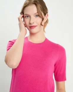 Femme Galeries Lafayette Pulls^Pull 100% Cachemire manches courtes Difi rose fushia