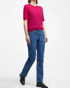 Femme Galeries Lafayette Pulls^Pull 100% Cachemire manches courtes Difi rose fushia