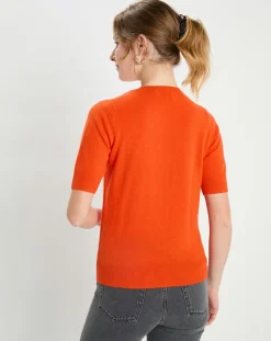 Pull 100% Cachemire manches courtes Difi orange-Galeries Lafayette Discount