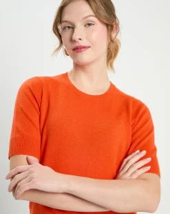 Pull 100% Cachemire manches courtes Difi orange-Galeries Lafayette Discount