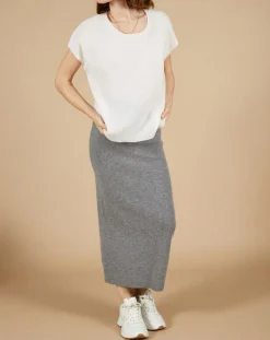 Pull 100% Cachemire Marion à bandes au dos écru-Cashmere Tribu Clearance