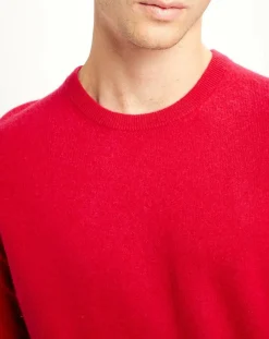 Homme Galeries Lafayette Pulls^Pull 100% Cachemire Nachron col ras du cou rouge clair