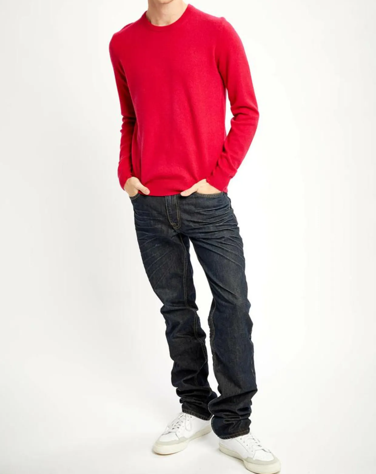 Homme Galeries Lafayette Pulls^Pull 100% Cachemire Nachron col ras du cou rouge clair