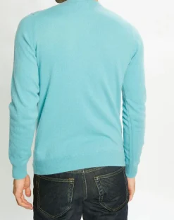 Homme Galeries Lafayette Pulls^Pull 100% Cachemire Nachron col ras du cou bleu