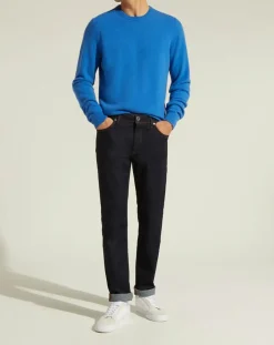 Homme Galeries Lafayette Pulls^Pull 100% Cachemire Nachron col rond bleu