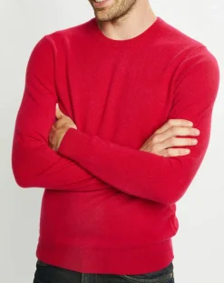 Pull 100% Cachemire Nachron col ras du cou rose foncé-Galeries Lafayette Clearance