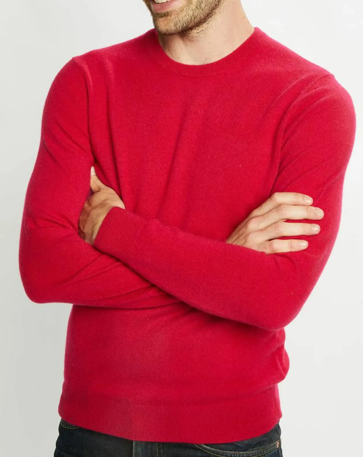 Pull 100% Cachemire Nachron col ras du cou rose foncé-Galeries Lafayette Clearance