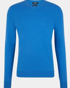 Pull 100% Cachemire Nachve col V bleu-Galeries Lafayette Discount