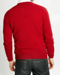 Pull 100% Cachemire Nachve col V rose foncé-Galeries Lafayette