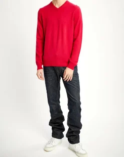 Homme Galeries Lafayette Pulls^Pull 100% Cachemire Nachve col V rouge clair