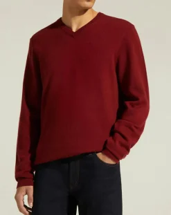 Homme Galeries Lafayette Pulls^Pull 100% Cachemire Nachve col V bordeaux