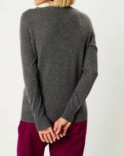Femme Galeries Lafayette Pulls^Pull 100% Cachemire Nocon col V gris foncé