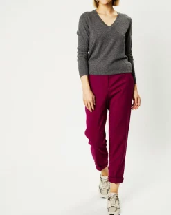 Femme Galeries Lafayette Pulls^Pull 100% Cachemire Nocon col V gris foncé