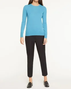 Pull 100% Cachemire Yabri col rond bleu-Galeries Lafayette Best