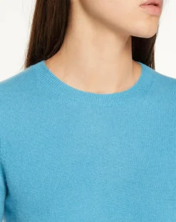 Pull 100% Cachemire Yabri col rond bleu-Galeries Lafayette Best